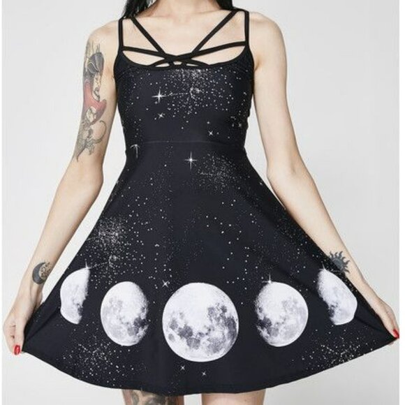 Too Fast Dresses & Skirts - Rat Baby/Too Fast Phases Of The Moon Occult Star Skater Dress